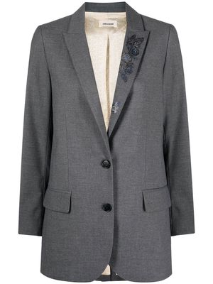Zadig&Voltaire rhinestone-embellished single-breasted blazer - Grey