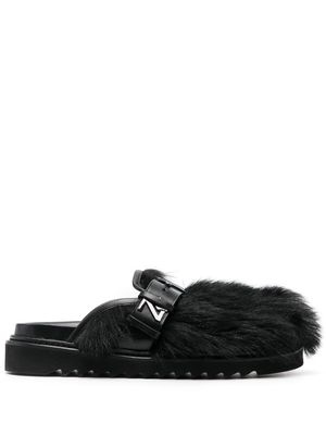 Zadig&Voltaire round-toe shearling mules - Black
