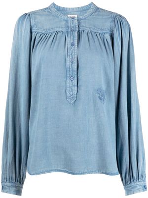 Zadig&Voltaire ruched denim button-up blouse - Blue