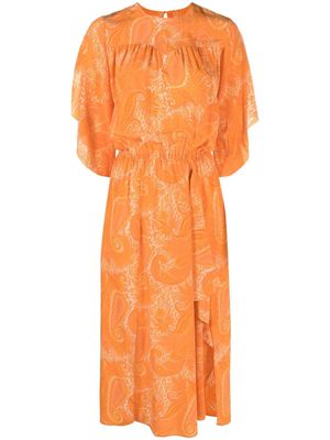 Zadig&Voltaire Rusty paisley-print silk midi dress - Orange