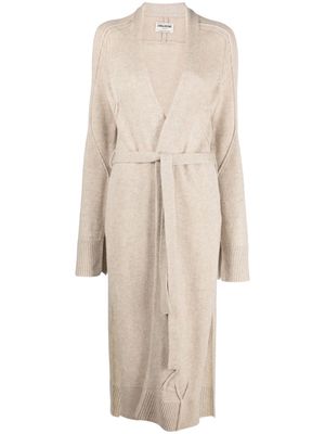 Zadig&Voltaire Salome ribbed-knit belted midi cardi-coat - Neutrals