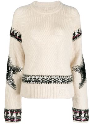 Zadig&Voltaire sequin-embellished cashmere jumper - Neutrals