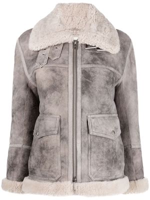 Zadig&Voltaire shearling-collar zipped jacket - Grey