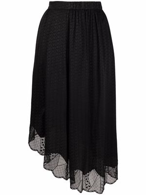 Zadig&Voltaire sheer-panelling slip-on asymmetric skirt - Black