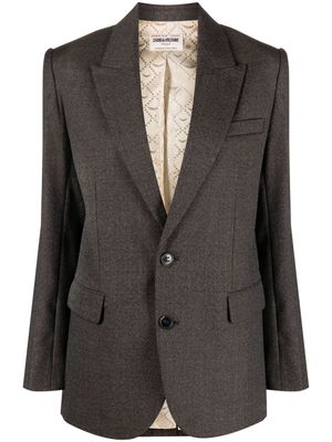 Zadig&Voltaire single-breasted embroidered-motif wool blazer - Grey