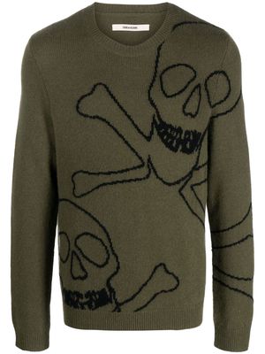 Zadig&Voltaire Skull Outline knitted cashmere jumper - Green