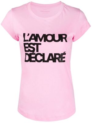 Zadig&Voltaire slogan-print cotton T-shirt - Pink