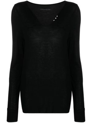 Zadig&Voltaire star-buttons Henley-neck T-shirt - Black