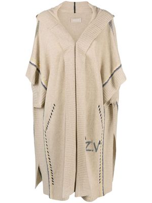 Zadig&Voltaire stitch-detail hooded cardi-coat - Neutrals