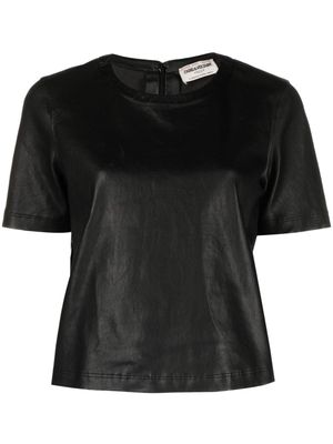 Zadig&Voltaire Tas crew-neck leather T-shirt - Black