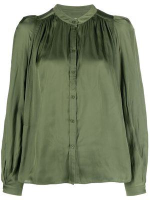 Zadig&Voltaire Tchin satin-finish ruched-detailed shirt - Green