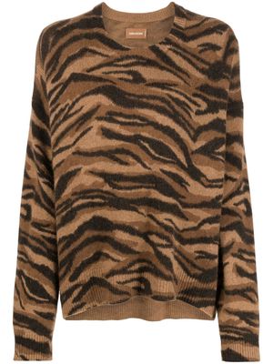 Zadig&Voltaire tiger-pattern cashmere jumper - Brown