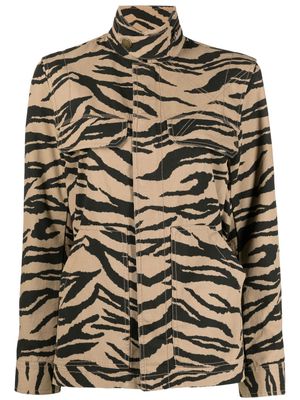Zadig&Voltaire tiger-print high neck jacket - Neutrals
