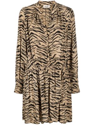 Zadig&Voltaire tiger-print V-neck shirt dress - Brown