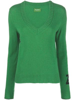 Zadig&Voltaire V-neck cashmere knitted top - Green