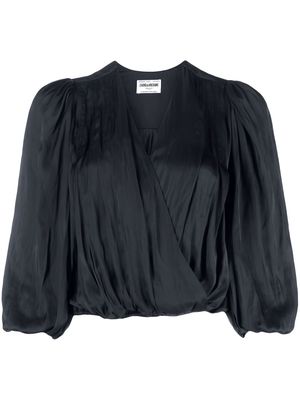 Zadig&Voltaire V-neck draped satin blouse - Black