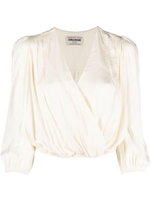 Zadig&Voltaire V-neck draped satin blouse - Neutrals