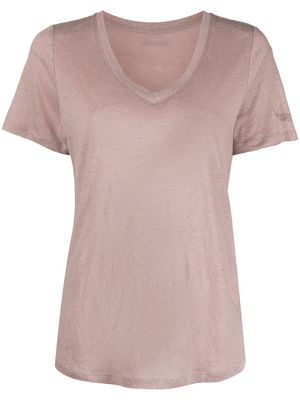 Zadig&Voltaire V-neck linen T-shirt - Pink
