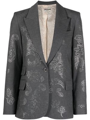 Zadig&Voltaire Venus paisley-embellished blazer - Grey