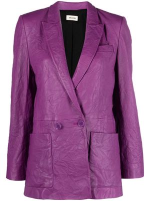 Zadig&Voltaire Visco crinkled leather blazer - Purple