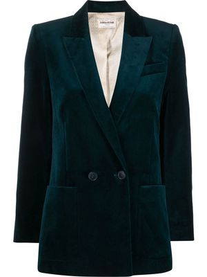 Zadig&Voltaire Visko double-breasted velvet blazer - Green