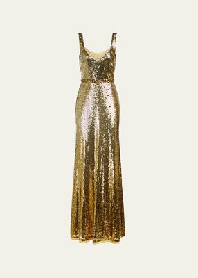 Zahra Sleeveless Ombre Sequin Gown