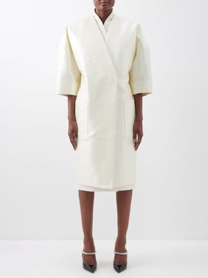 Zaid Affas - Collarless Jacquard Coat - Womens - Off White