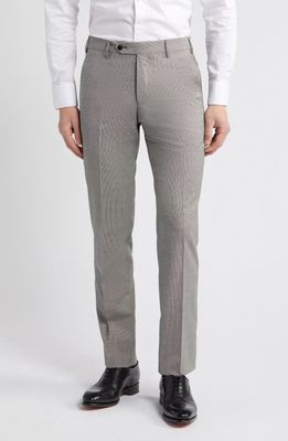 Zanella Parker Classic Wool Sharkskin Dress Pants in Light Grey 