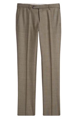 Zanella Parker Classic Wool Sharkskin Dress Pants in Medium Brown