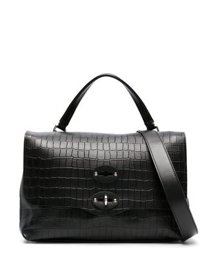 Zanellato Postina crocodile-embossed leather bag - Black