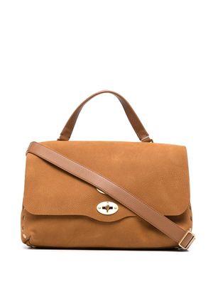 Zanellato twist-lock calf leather tote bag - Brown