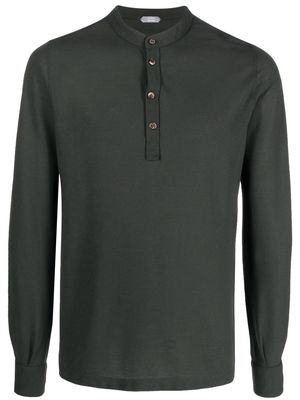 Zanone band-collar cotton polo shirt - Green