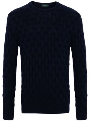 Zanone basket-knit cotton jumper - Blue