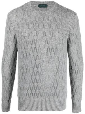 Zanone cable-knit crew neck jumper - Grey