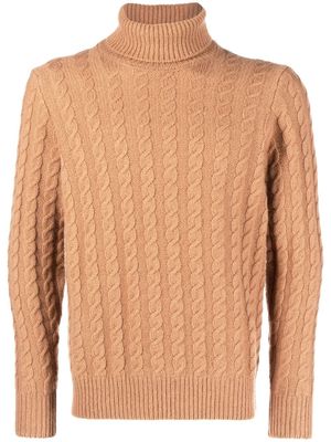 Zanone cable-knit roll-neck jumper - Brown