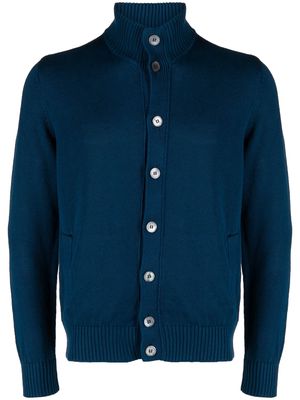 Zanone fine-knit linen-cotton cardigan - Blue