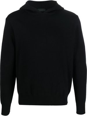 Zanone fine-knit long-sleeve hoodie - Black
