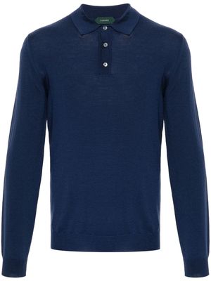 Zanone fine-knit polo shirt - Blue