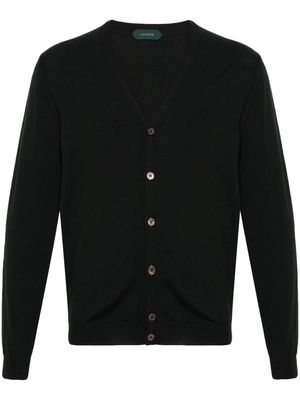 Zanone fine-knit V-neck cardigan - Black