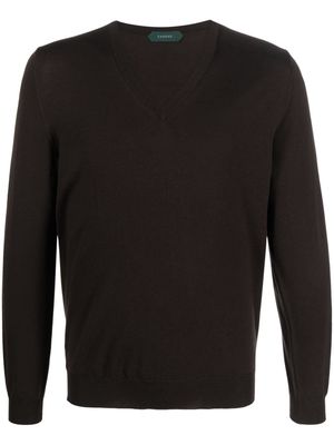 Zanone fine-knit wool blend jumper - Brown