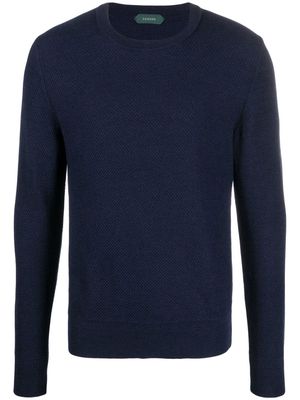 Zanone fine knit wool jumper - Blue