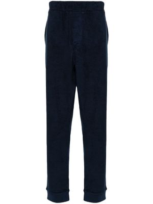 Zanone high-waisted terry-cloth tapered trousers - Blue
