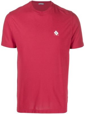 Zanone logo-patch cotton T-shirt - Red