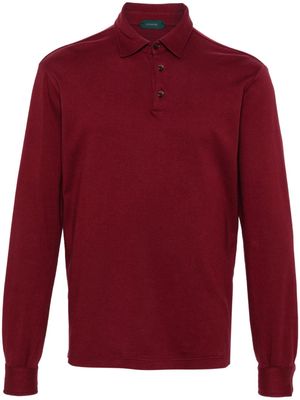 Zanone long-sleeve cotton polo shirt - Red