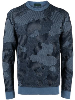Zanone long-sleeve knitted jumper - Blue