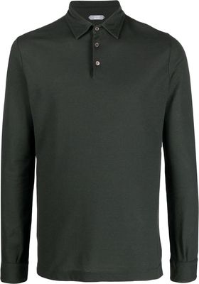 Zanone long-sleeved cotton polo shirt - Green
