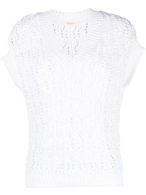 Zanone open-knit V-neck cotton top - White