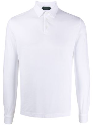 Zanone point-collar long sleeved polo shirt - White