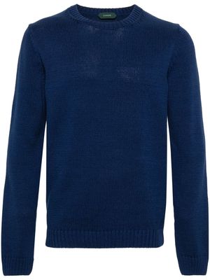 Zanone ribbed-knit cotton jumper - Blue