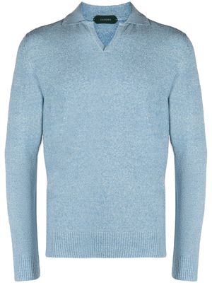 Zanone split-neck polo shirt - Blue